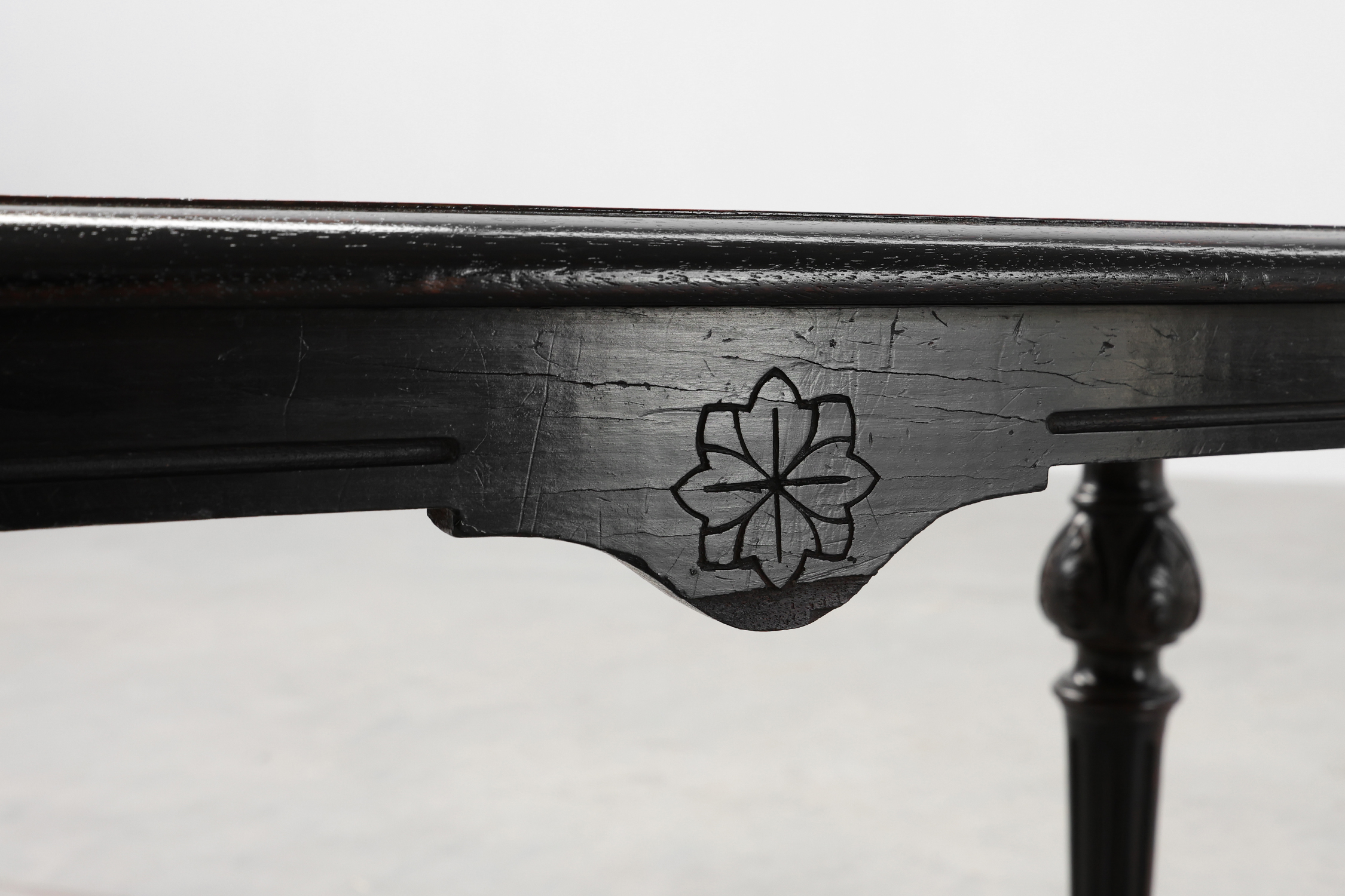 19th Century English side table with geometric wood inlay by John Taylor & Sonsthumbnail